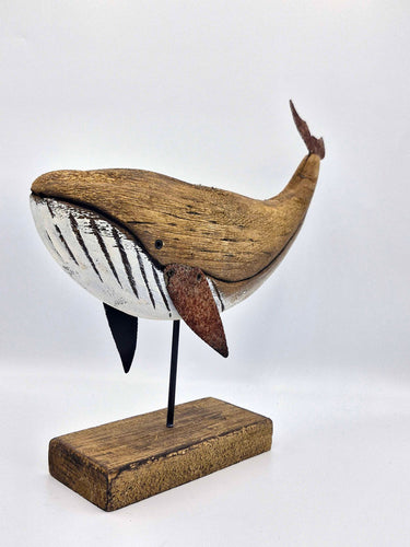 Rustic Wooden Whale Ornament