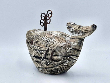 Rustic Whale Ornament In Wood & Metal