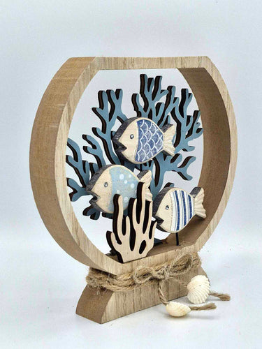 Fish & Coral Rustic Coastal Ornament