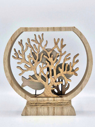 Fish & Coral Rustic Coastal Ornament