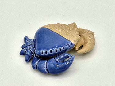Ceramic Crab Ornament In Sand & Blue