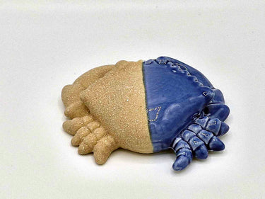 Ceramic Crab Ornament In Sand & Blue