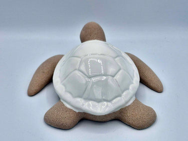 Ceramic Turtle Ornament In Sand & White