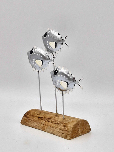 Silver Pufferfish Trio Ornament