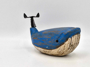 Little Blue Wooden Whale Ornament
