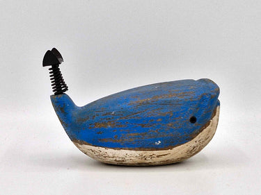 Little Blue Wooden Whale Ornament
