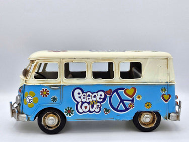 Retro Tin Campervan Model "Peace & Love" - 3 Colour Choices