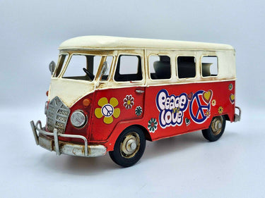 Retro Tin Campervan Model "Peace & Love" - 3 Colour Choices