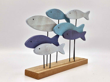 Blue & Green Wooden Fish Ornament - Small, Slimline