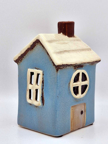 Ceramic Tea-Light Beach-house in Blue