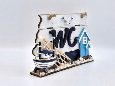 Coastal Themed Wooden W.C Sign Stand or Hang