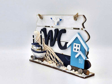 Coastal Themed Wooden W.C Sign Stand or Hang