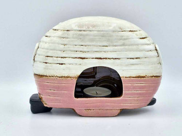 Ceramic Pink Rustic Caravan Tea Light Holder