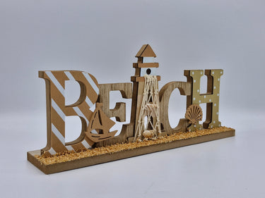 Wooden 'Beach' on Base with Lighthouse