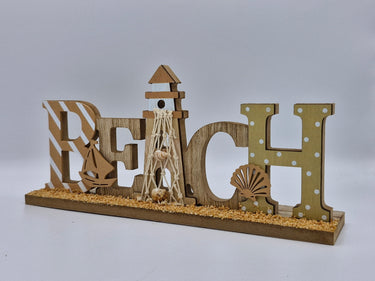 Wooden 'Beach' on Base with Lighthouse