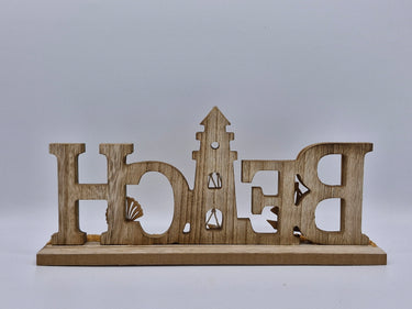 Wooden 'Beach' on Base with Lighthouse