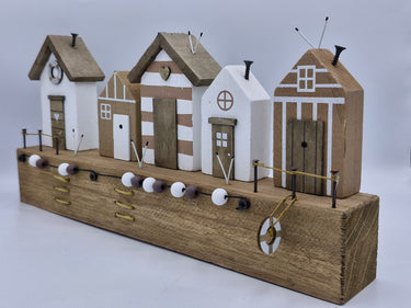 Beach Huts on a Wooden Block