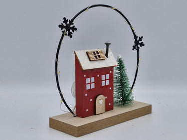 "Winter Cottage & Pine Tree" LED Festive Christmas Scene