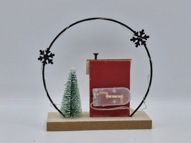 "Winter Cottage & Pine Tree" LED Festive Christmas Scene