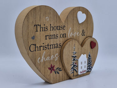 Wooden Christmas Heart With Cut -LOVE & CHAOS