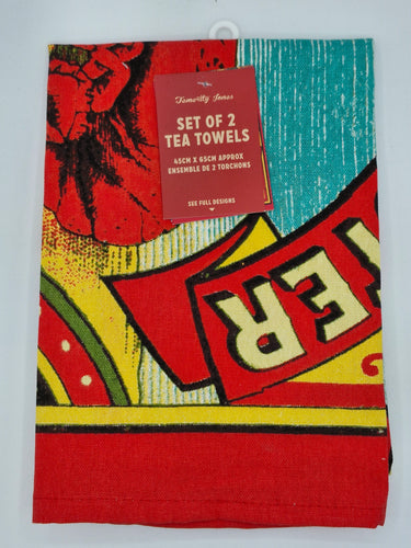 Set of 2 Retro Lobster Tin Tea Towels