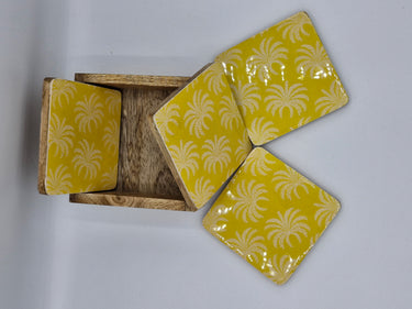 Palm Coasters Set of 4 Yellow