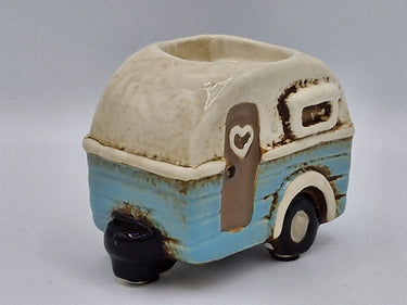 Ceramic Caravan Tealight Holder Blue
