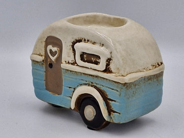 Ceramic Caravan Tealight Holder Blue