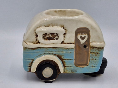 Ceramic Caravan Tealight Holder Blue