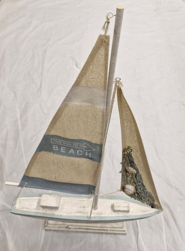 To The Beach Wooden Sailing Boat