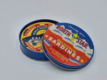 Metal retro Fish Tin Coasters In A Metal Storage Tin