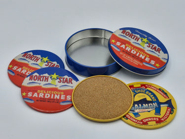 Metal retro Fish Tin Coasters In A Metal Storage Tin