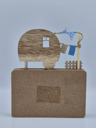 Wooden Caravan Scene: Campsite is my Happy Place
