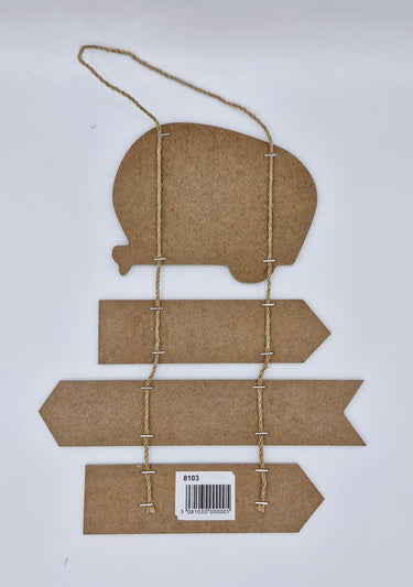 wooden caravan sign