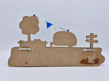 colourful wooden caravan key rack