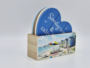Sandy Beach Wood Coaster Set