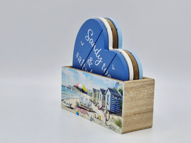 Sandy Beach Wood Coaster Set