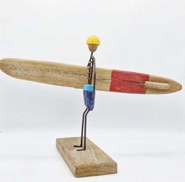 Wood and Metal Surfer Figure