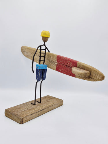 Wood and Metal Surfer Figure