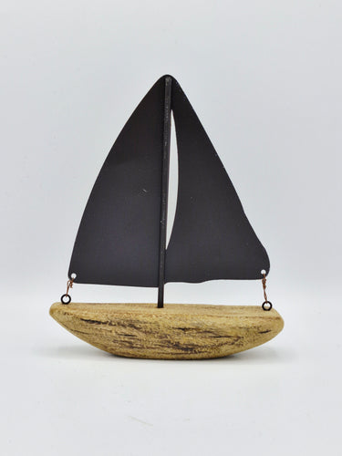 Blue and White Metal and Wood Boat