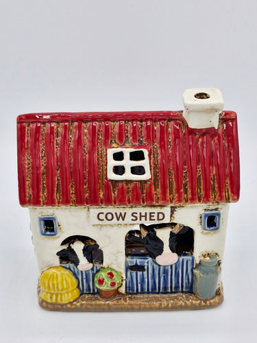 Ceramic Cow Barn Tea Light Holder