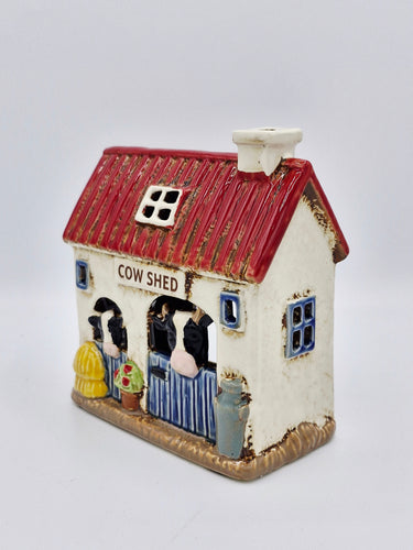 Ceramic Cow Barn Tea Light Holder