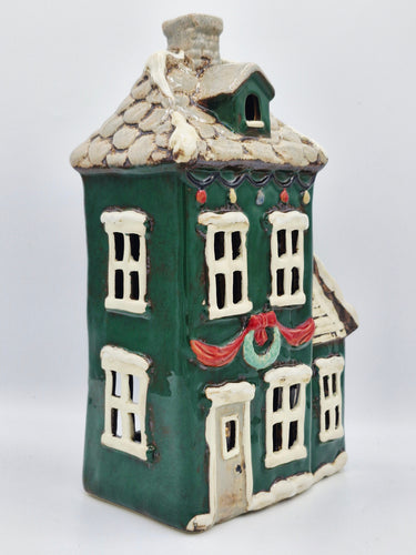 Large Dark Green Tealight Christmas House