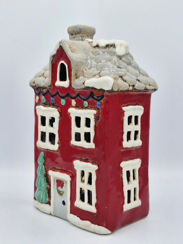 Red Christmas House Tealight