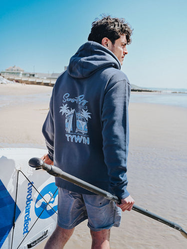 Unisex Grey Hoody "Retro Campervan Logo Tywyn"