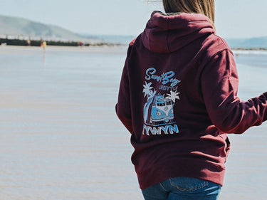 Unisex Maroon Hoody "Retro Campervan Logo Tywyn"
