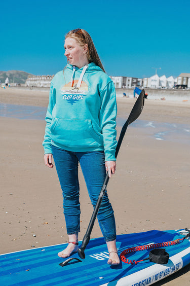 Women's Blue Hoody "SUP Girl, My Happy Place"