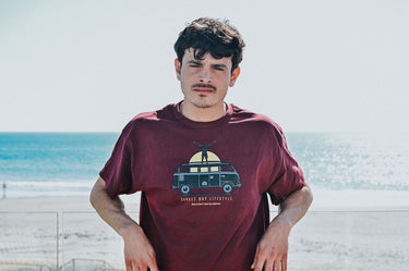 Men's Maroon Cotton T-Shirt "Home Is Where I Park My Campervan"