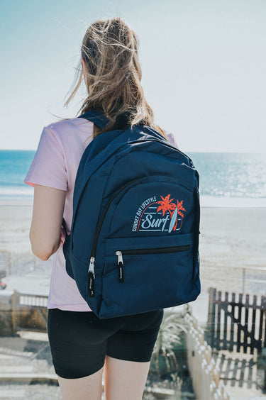 Navy Backpack/Rucksack With Surf & Palm Logo