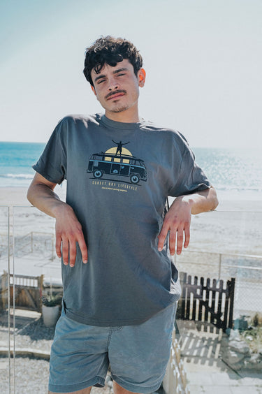 Men's Grey Cotton T-Shirt "Home Is Where I Park My Campervan"